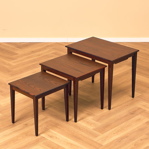 Danish set of nest of tables in Santos rosewood by Kvalitet Form Funktion
