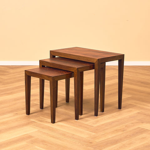 Danish set of nest of tables in Santos rosewood by Severin Hansen for Haslev Møbelfabrik