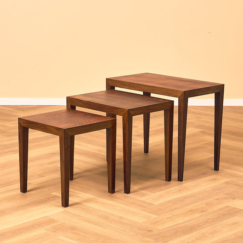 Danish set of nest of tables in Santos rosewood by Severin Hansen for Haslev Møbelfabrik