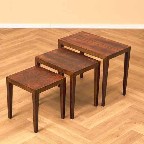 Danish set of nest of tables in Santos rosewood by Severin Hansen for Haslev Møbelfabrik