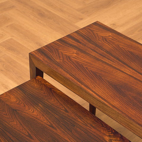 Danish set of nest of tables in Santos rosewood by Severin Hansen for Haslev Møbelfabrik