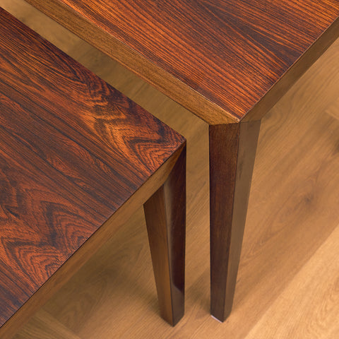 Danish set of nest of tables in Santos rosewood by Severin Hansen for Haslev Møbelfabrik