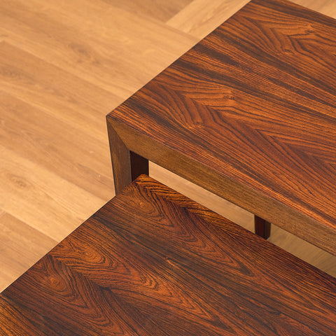 Danish set of nest of tables in Santos rosewood by Severin Hansen for Haslev Møbelfabrik