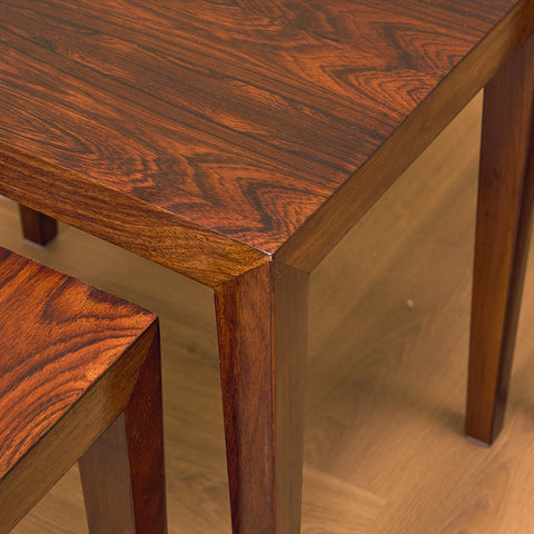 Danish set of nest of tables in Santos rosewood by Severin Hansen for Haslev Møbelfabrik