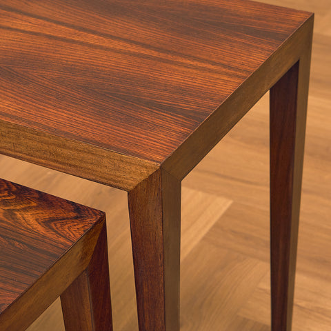 Danish set of nest of tables in Santos rosewood by Severin Hansen for Haslev Møbelfabrik