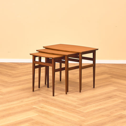 Danish set of nest of tables in teak and walnut