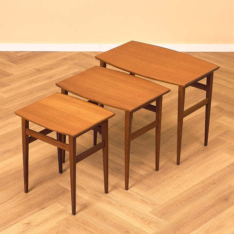 Danish set of nest of tables in teak and walnut
