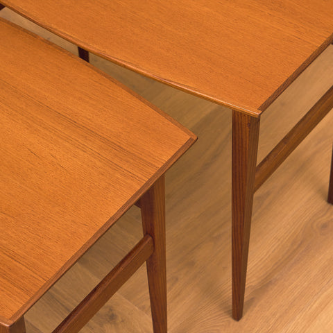 Danish set of nest of tables in teak and walnut