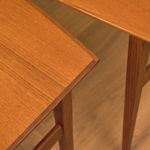 Danish set of nest of tables in teak and walnut