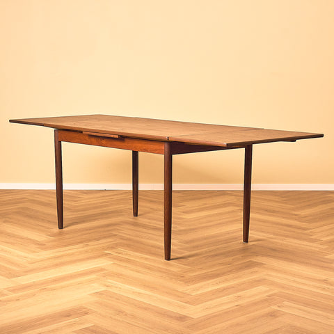Danish Teak and Walnut Dining Table with Pull-out Leaves