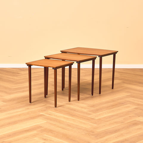 Danish set of nest of tables in teak