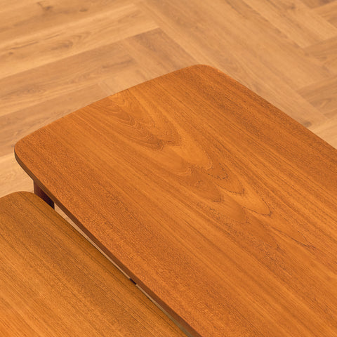 Danish set of nest of tables in teak and walnut