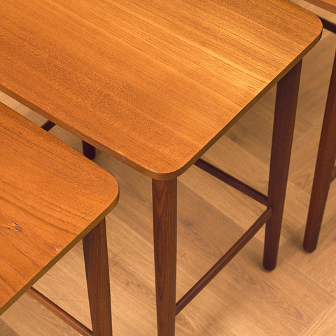 Danish set of nest of tables in teak and walnut