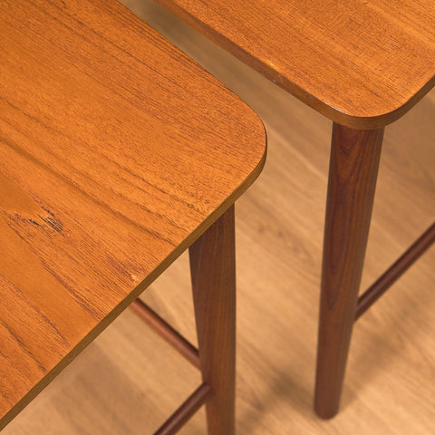 Danish set of nest of tables in teak and walnut