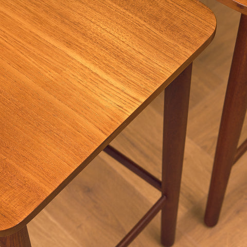 Danish set of nest of tables in teak and walnut