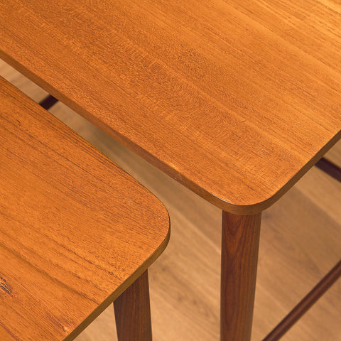 Danish set of nest of tables in teak and walnut