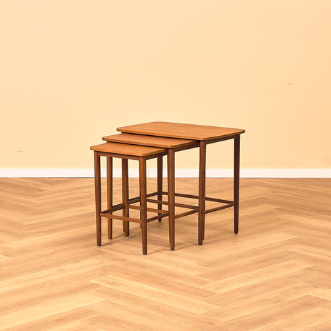 Danish set of nest of tables in teak and walnut