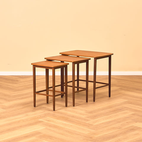 Danish set of nest of tables in teak and walnut