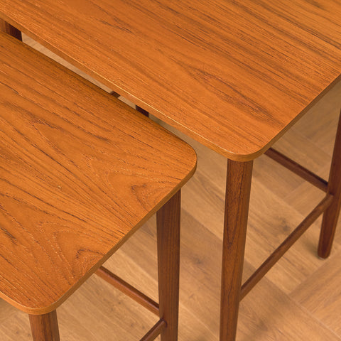 Danish set of nest of tables in teak and walnut