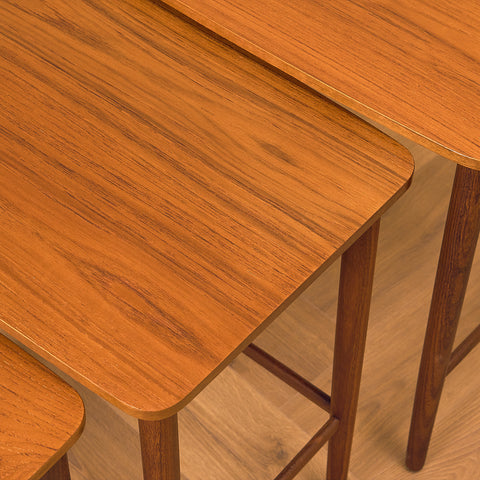 Danish set of nest of tables in teak and walnut