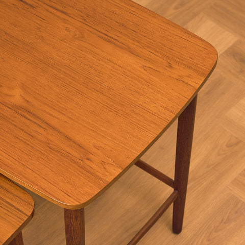 Danish set of nest of tables in teak and walnut