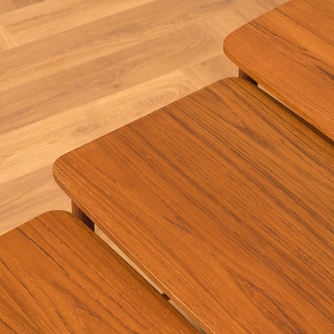 Danish set of nest of tables in teak and walnut