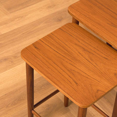 Danish set of nest of tables in teak and walnut