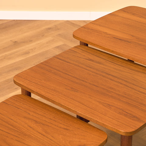 Danish set of nest of tables in teak and walnut