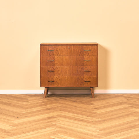 Danish Teak Chest of Drawers with Oak Legs