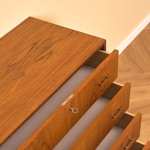 Danish Teak Chest of Drawers with Oak Legs
