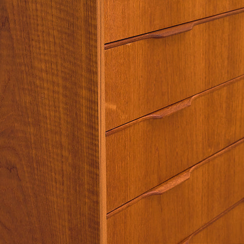 Tall Danish Teak Chest of Drawers with Sculpted Pulls