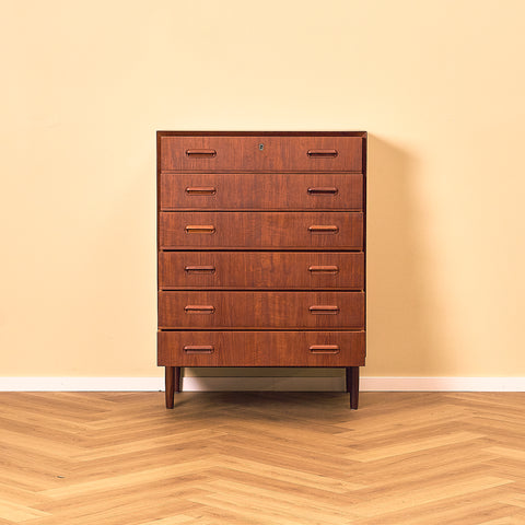 Tall Dark Teak Chest of Drawers
