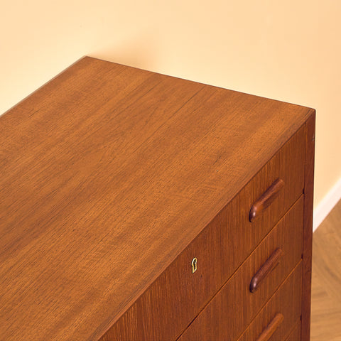 Tall Dark Teak Chest of Drawers