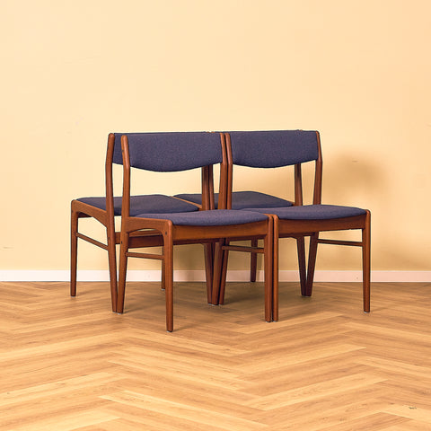 Danish dining chairs in teak by N&K Bungaard Rasmussen for Thorsø Møbelfabrik