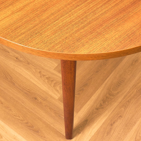 Round Danish Teak Dining Table with Extra Leaf
