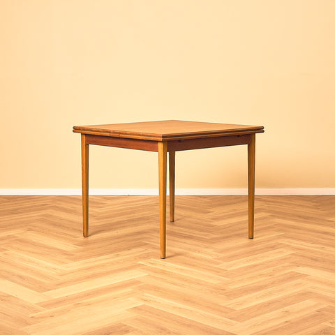 Square Teak Dining Table with Pull-out Leaves