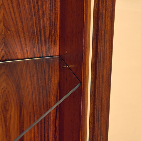 Danish corner bookshelf in Santos rosewood by Skovby