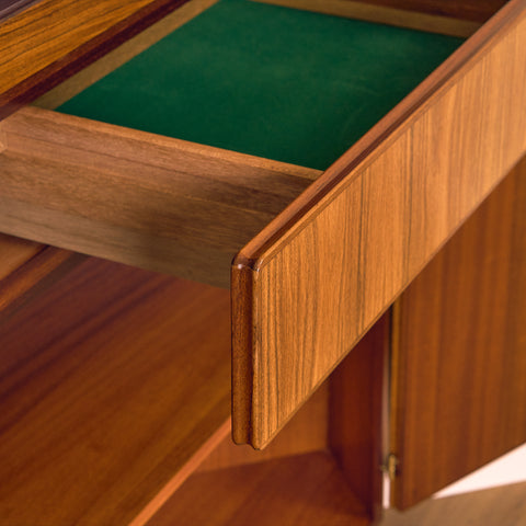 Danish corner bookshelf in Santos rosewood by Skovby