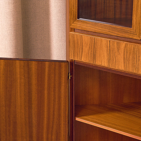 Danish corner bookshelf in Santos rosewood by Skovby