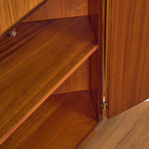 Danish corner bookshelf in Santos rosewood by Skovby