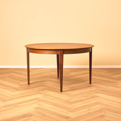 Large Round Teak Dining Table with Three Leaves