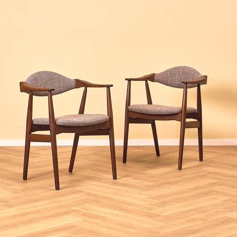 Danish dining armchairs in walnut by Farstrup