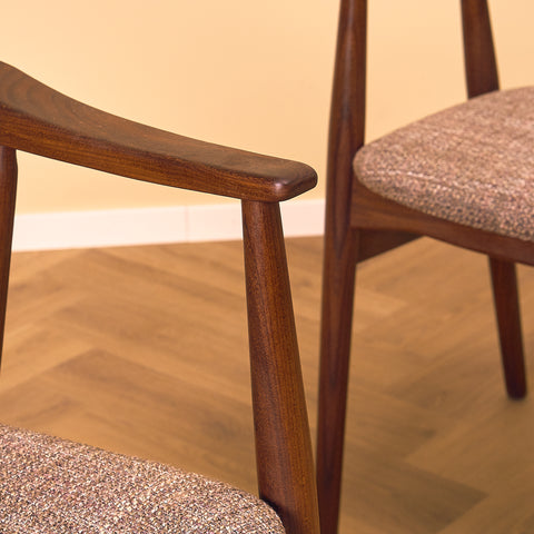 Danish dining armchairs in walnut by Farstrup