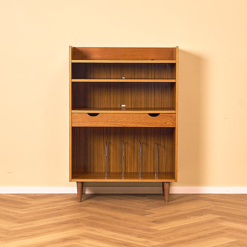 Swedish bookshelf with vinyl holder in teak