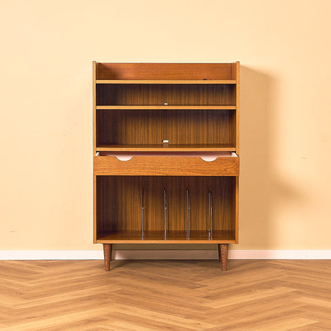 Swedish bookshelf with vinyl holder in teak
