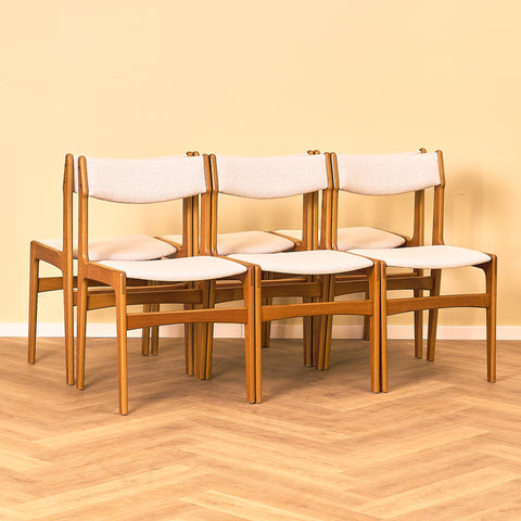 Danish set of 6 dining chairs in teak by Erik Buch for Nova Stolefabrik