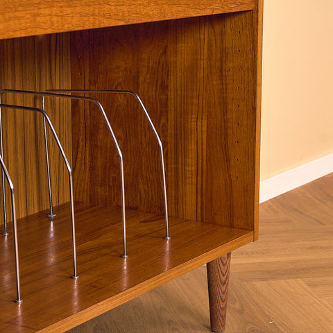 Swedish bookshelf with vinyl holder in teak