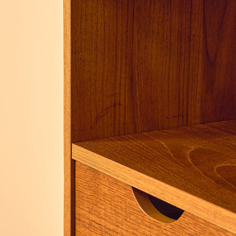 Swedish bookshelf with vinyl holder in teak
