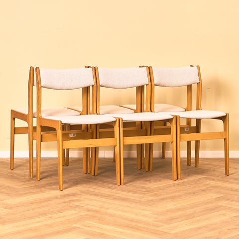 Danish set of 6 dining chairs in beech