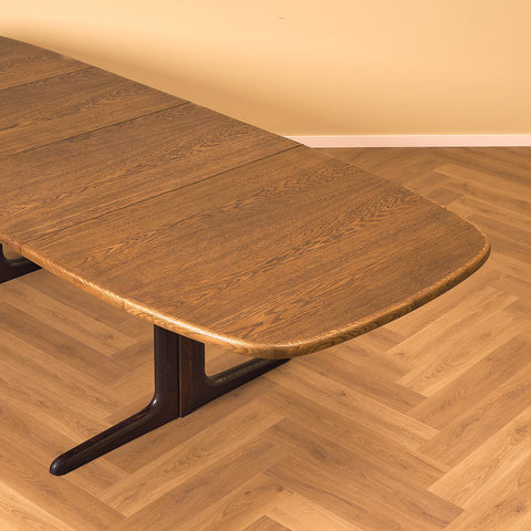 Danish oval dining table in smoked oak by Skovby